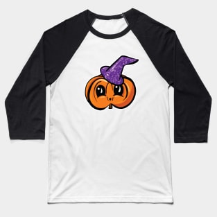 Cute Halloween Pumpkin With Witches Hat Cartoon Baseball T-Shirt